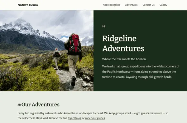 Nature theme preview